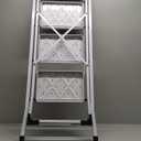 HBTower Step Ladder Folding Step Stool for Adults with Anti-Slip Pedal,330 lbs Capacity for Kitchen, Home,White