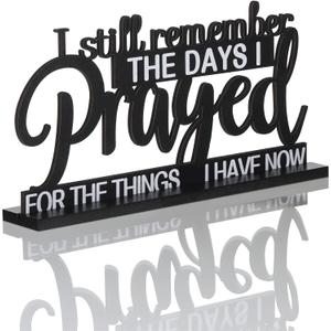 Jetec I Still Remember The Days I Prayed Sign Inspirational Table Blessed Signs Motivational Decor Farmhouse Table Home Centerpieces Faith Wooden Shelf for Living Room Office(Classic Style)
