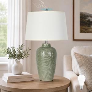 27" Ceramic Table Lamps,Single Touch Bedside Lamps for Nightstand