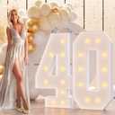 Light Up Numbers 4FT, Number 40 Light Up Sign Marquee Numbers 4 Feet Tall, Large 40 Marquee Number for 40th Birthday Party Decorations Mosaic Nmero