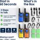 Wishouse K15 Walkie Talkies Long Range for Adults, Rechargeable Two-Way Radios 4 Pack, 2W FRS, 22 Channels, USB-C, Flashlight, NOAA/SOS, Quick Pair, for Camping & Hunting, Emergency Use