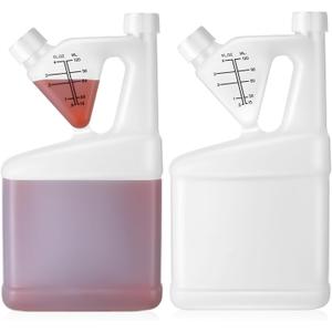 2 Pcs 32oz Tip Measure Containers Tip and Pour Measuring Containers Chemical Measuring Cups with Lids Plastic Bottle, up to 4oz Capacity (32oz)