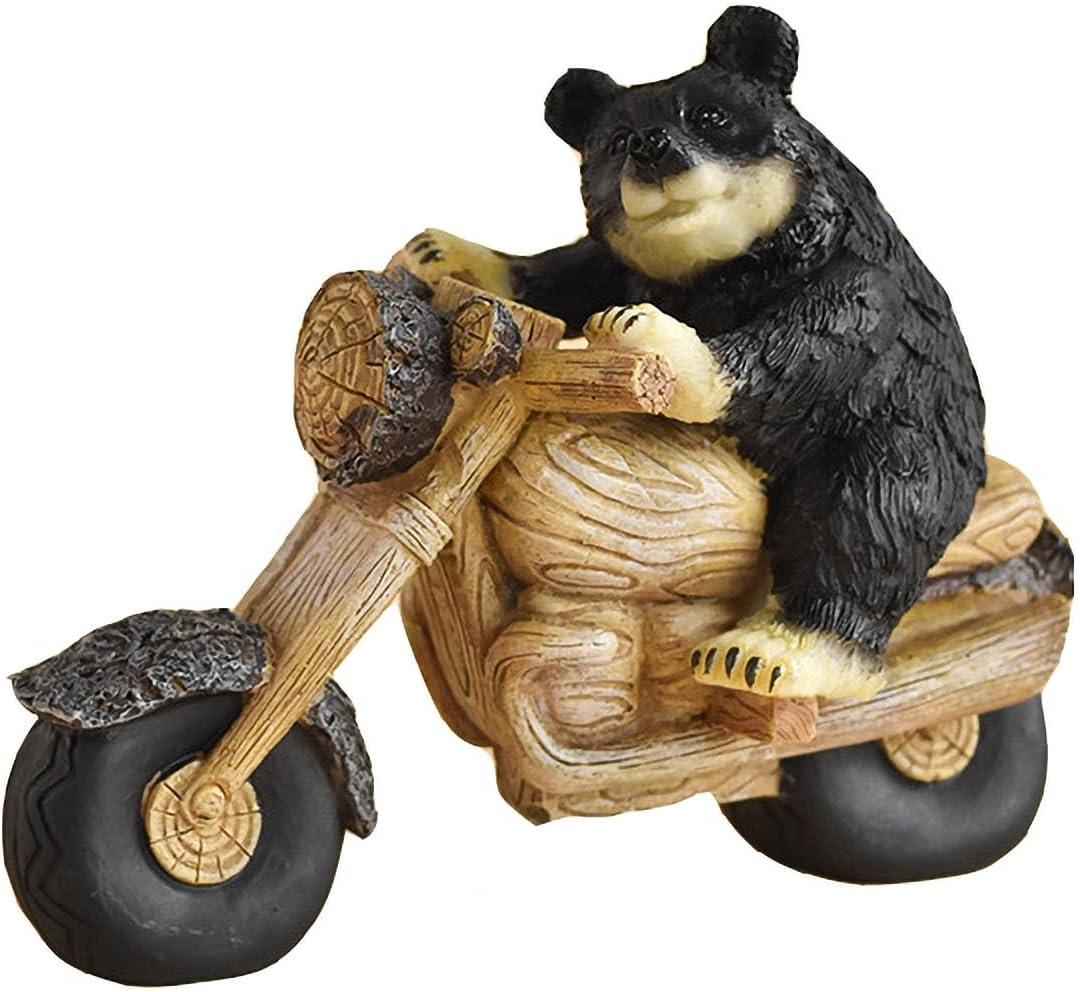 Black Bear Dcor Motorcycle Biker Figurine, Unique Design of Black Bear Decor (Right)