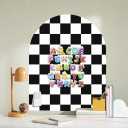 Magnetic Wall Decal Chalkboard, 24" x 40" Arch Peel & Stick Felt Magnetic Board, Wall-Safe Removable Reusable, Black & White Checkered Playroom Home Office Decor