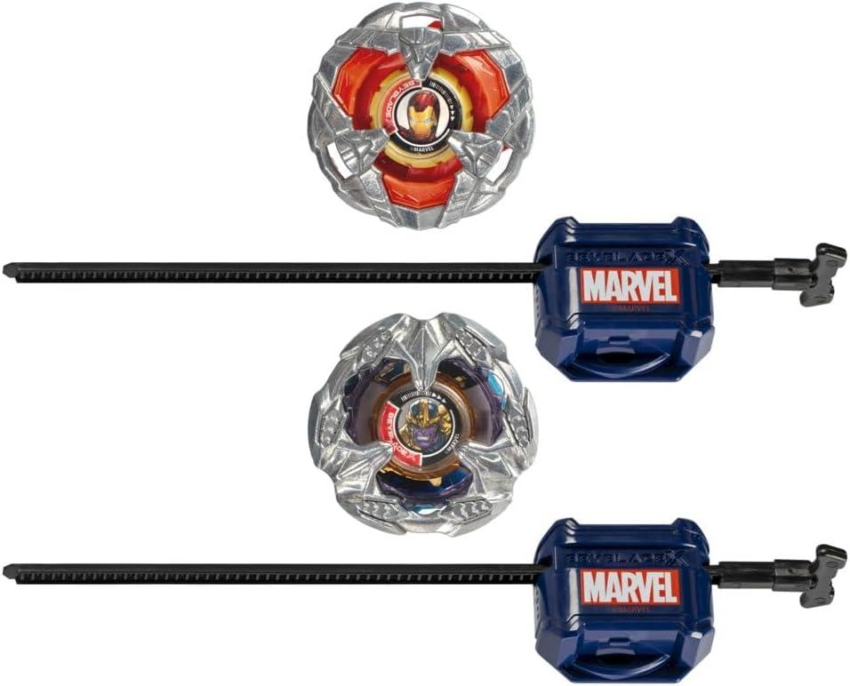 Beyblade X, Marvel Collab, Iron Man 4-80B vs.Thanos 4-60P Multipack - 2 Top & 2 Launchers Toy Set - Ages 8 and Up