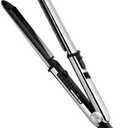 The Prestige Best Hair Straightener 2 in 1 Dual-Use Black & Chrome Professional Titanium Steam Flat Iron and Hair Curler with OEM Titanium Plates for Optional Styling and Performance