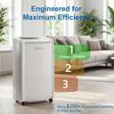 AIRPLUS 4,500 Sq.Ft 70 Pint Dehumidifier for Basements and Home-with Drain Hose,Efficient,Energy-with Dual Protection and 4 Smart Modes,24H Timer,Defrost,for Large room