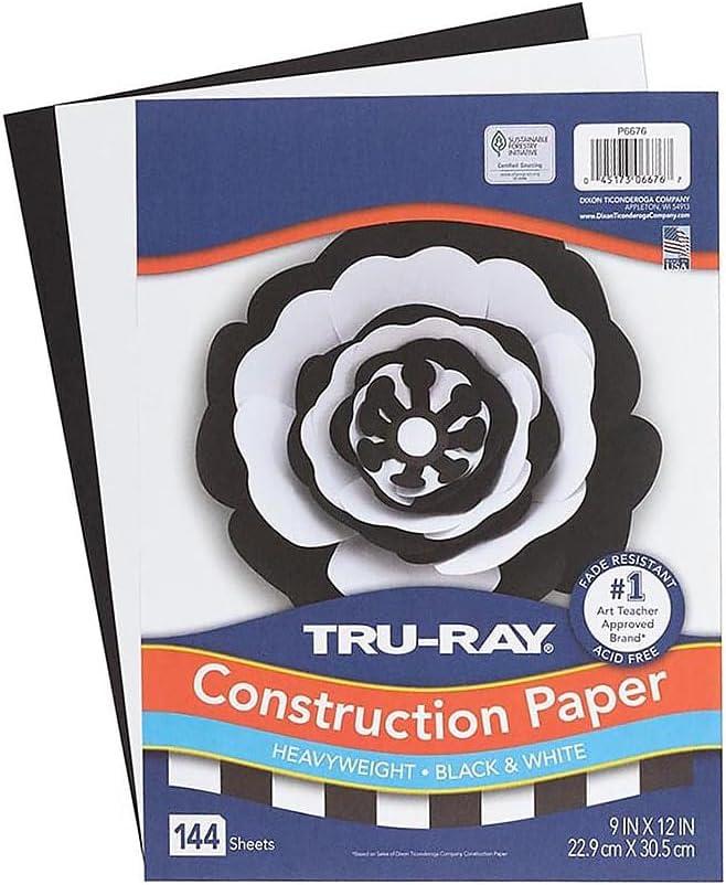 Tru-Ray 9-inch x 12-inch Construction Paper, Black/White, 144 Sheets/Pack (P6676)