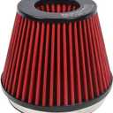 Kyostar 6 Inch (152mm) Neck High Flow Inlet Cold Air Intake Cone Replacement Dry Air Filter Red