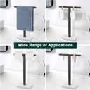 Hand Towel Holder, T-Shape Hand Towel Stand for Bathroom, Hand Towel Rack Bar Standing for Vanity Kitchen Countertop, 304 Stainless Steel, Marble Base (Black)
