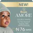 Pampers Amore, Size 0 (up to 10 lbs), 76 Count, Our Best Diaper Hypoallergenic & Fragrance Free, Up to 100% Leakproof, Soft as Cashmere