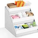 Maxdot Coffee Station Organizer, 3-Tier Stainless Steel Condiment Station with Acrylic Bins, 9 Compartments Condiment Organizer 13.4"x11.4"x12.4" for Coffee Bar Kitchen Office Breakroom Countertop