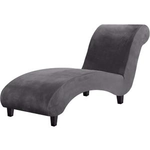 H.VERSAILTEX Velvet Chaise Lounge Cover, Luxury Armless Chaise Cover for Living Room, Machine Washable, Grey, 12"D x 12"W x 3"H