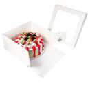 qiqee 12x12x6 Cake Box, 18 Sets White Cake Box with Window 18 Sets 12" White Cake Round Boards, 12inch Cake Containers, 10 Meters Gold Silk Ribbon