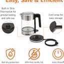 Amazon Basics Electric Kettle with Glass Carafe for Tea and Coffee, BPA-Free, Fast Boiling, Auto Shut-Off, Boil-Dry Protection, Water Level Indicator, 1.7 Liter, 1500W, Black and Silver