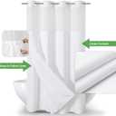 eachope Stall No Hooks Needed Linen Textured Shower Curtain with Snap-in Fabric Liner Set,Hotel Luxury Decor Shower Curtains for Bathroom,Waterproof & Washable,54Wx74H,White