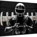 TAOMI Rugby Player Minimalist Greyscale Sport Fan Boys Bedroom Wall Art Canvas Prints Gym Game Room American Football Black Modern Artwork Home Living Room Decor Frame 16x20inch