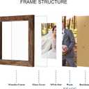Hongkee 8x8 Picture Frame Set of 2, Made of Real Glass and Rustic Brown Wooden Frame - Display Square 6x6 with Mat or 8x8 Without Mat, 8 by 8 Photo for Wall or Tabletop