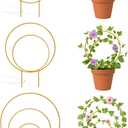 3 Pack Premium Round Plant Trellis Indoor, Small Metal Plant Support Stake for Climbing Plants, Different Sizes Gold Garden Trellis for Ivy and Flowers Outdoor
