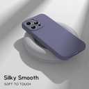 Compatible with iPhone 15 Pro Case, Liquid Silicone Upgraded Camera Protection Case with Screen Protector Soft Microfiber Lining Shockproof Protective Phone Cover 6.1", Lavender Gray