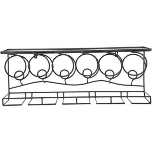 Oenophilia Wine Bar Wall Rack - Wall Mounted Wine Rack, Bottle and Stemware Glass Holder, Sturdy and Solid Metal Shelf across the Top for Liquor Storage, 10.5 x 27.5 x 9 inches