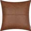 BRAWARM Faux Leather Throw Pillow Covers 18 X 18 Inches, Brown Leather Pillow Cover, Hand Stitched Leather Decorative Pillow Cover for Couch Sofa Bed Living Room Home Garden (18" x 18" (Pack of 1))