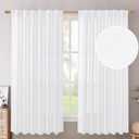 BGment White Linen Curtains 63 Inch Length 2 Panels - Rod Pocket Semi Sheer Drapes Light Filtering Textured Window Treatments for Living Room Bedroom Office Back Tab, 52 X 63 Inch