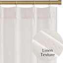 NICETOWN Natural Pinch Pleated Linen Kitchen Curtains 36 Inches Long, 2 Panels Set Farmhouse Light Filtering Short Curtains for Cafe Bar Living Room Bedroom Window, 40" W x 36" L