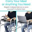 Vive Walker Tray for Folding Walker - (w/Cup Holder) - Adult Mobility Accessories - Fits Standard Walkers - Medical Table for Seniors Non Slip Mat for Food - Removable & Easy Assembly (Black)