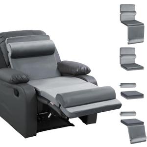 HOMBYS 5-in-1 Recliner Seat Cushion for Elderly+Lumbar Support Pillow + Leg Pad, with Adjustable Half Moon Neck Pillow & Footrest, Foam Filling with Velvet Fabric, Thick & Non-Slip, Grey