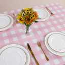Kesfey 3 Packs Pink Gingham Tablecloth Pink and White Checkered Tablecloths 54 x 108 Inches Disposable Plastic Gingham Tablecovers Waterproof Rectangle Picnic Table Covers for Birthday Party Supplies