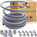 1/2 inch 100Ft Liquid-Tight Conduit Kit, Flexible Non Metallic Electrical Conduit, with 6 Straight and 5 Angle Fittings Included. 1/2" Dia