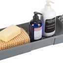 Bath Bliss Expandable Bathtub Caddy | Non-Slip | Over The Tub | 21-27 inch | Tub Tray | Bathroom Storage and Organizer | Shelf | Hold Soaps and Towels | Grey
