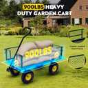 Steel Garden Cart, 2-in-1 Heavy Duty Utility Wagon 900 LBS Capacity Carts with Removable Mesh Sides to Convert into Flatbed, 240 U-Turn 10" Pneumatic Tires Garden Wagon for Lawn Camping Farm Yard