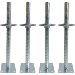 4 Pack Adjustable Leveling Jacks Feet Screw Jacks Hollow with Base Plate for Baker-Style Scaffolding Equipment, Silver