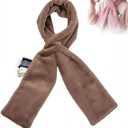 Faux-Fur Pull Through Scarf With Hidden Zipper Pocket for Women, Fur Neck Collar Scarf Cozy Wrap Secure Concealed Storage (Brown)