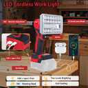 Cordless LED Work Light Compatible with Milwaukee M18 18V Battery, Portable Flashlight Lamp with Charging Phone For Auto Repair, Outdoor, Construction Job Sites & Emergency Use (Bare Tool Only)