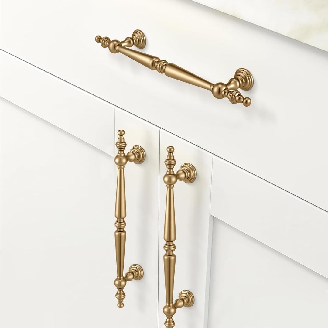 Shimeyao 10 Pack Champagne Bronze Cabinet Pulls 5"(128 mm) Hole Center Vintage Bronze Cabinet Pulls Handles Drawer Handles Closet for Kitchen Bathroom Drawer Dresser Pull Hardware Hole Center