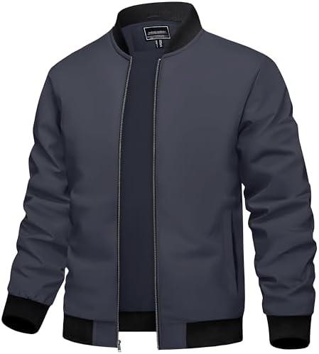 TACVASEN Men's Lightweight Jacket Spring Bomber Fall Windbreaker Casual Stylish Coats with Pockets M