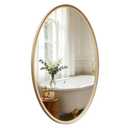 USHOWER Brushed Gold Oval Bathroom Mirror 24x36 Inch