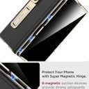 Miimall Leather Case for Samsung Galaxy Z Fold 7 with Stand,[Built-in Privacy Screen Protector and Magnetic Hinge Protection][Wireless Charging] Sturdy Luxury Bumper Cover for ZFold 7 Case Gold Black