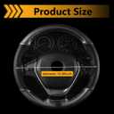 Car Leather Steering Wheel Cover, Breathable Perforated Anti-slip Wrap, Anti-scratch Stitch on Microfiber Leather Protector, Tight Fit for Most 14.96" Steering Wheel (Black)