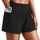 Ekouaer Women's 3" Board Shorts High Waisted Swim Shorts Swimsuit Bottoms Beach Shorts with Pockets Size L