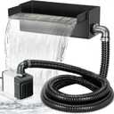 Pond Waterfall Spillway with Pump Kit, Pond Waterfall Kit Includes 12.2 Stainless Steel Waterfall Box, 65W 925GPH Pond Pump, Long Enough Bellows, No Need to Buy Additional Parts