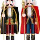 2 Pcs Wooden Christmas Decorations Nutcracker Soldier, 38CM Traditional Painted Nutcracker Figures, Festive Collectible Christmas Ornament Gift for Family Friends