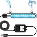 Qualirey 12W UV Lights for Ponds Aquarium Control Cold Plunge UV Light, Stainless Steel UV Filter Aquarium, Aquarium Clarifier Easy to Installation for Aquarium Indoor Outdoor Removal Algae Plant