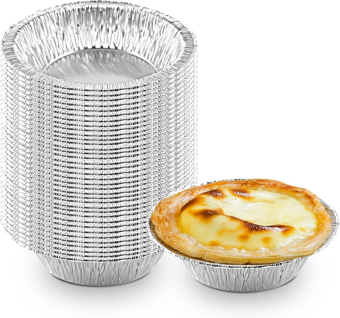 The Baker Celebrations 50 Disposable 5-Inch Aluminum Foil Pot Pie Pans  7 oz Mini Baking Dishes for Quiche, Pies, Mac and Cheese  Made in USA