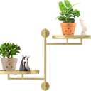 Rotating Window Shelves for Multiple Plants Indoor,2-tier Metal Corner golden Plant Stand Holder Floating Hanger Shelf for WallWindows Sill Gifts for Planter Lover to Enhance Home Decor