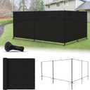 6'x24' Privacy Fence Kit Freestanding Mesh Screen with Iron Poles Temporary Fencing Outdoor Patio Backyard Divider Dog Air Conditioner Trash Fence Black Custom