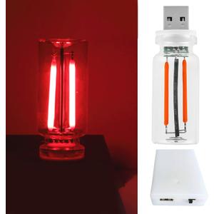 2 x Gothic Retro Car Lamps Accessories, Battery & USB Operated Auto Interior Dash Mood Bulb, Touch Dimmable Mini LED Neon Night Lights for Bedroom, Camping, Holiday, No Pole Dimming (Red, 1Pack)